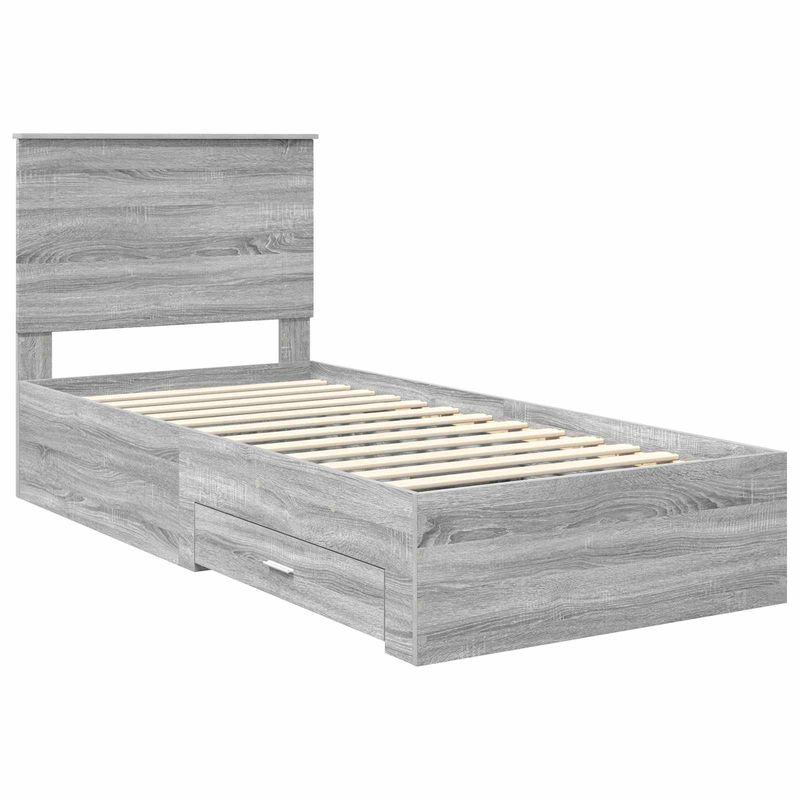Casa si Gradina - Mobilier - Paturi si accesorii - Paturi - Cadru de pat Sonoma gri si argintiu 75 x 190 cm Lemn compozit - Infinity.ro