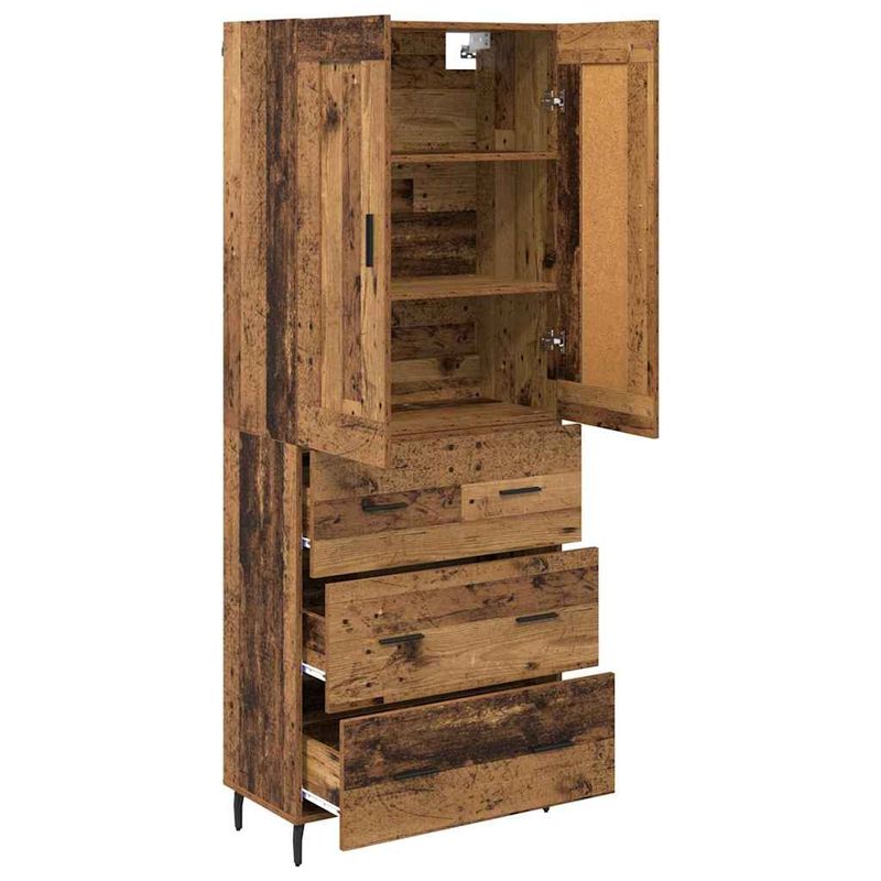 Casa si Gradina - Mobilier - Comode si corpuri - Comode - Bufet cu sertar 2 pcs Lemn Vechi Lemn Stratificat si Sticla - Infinity.ro