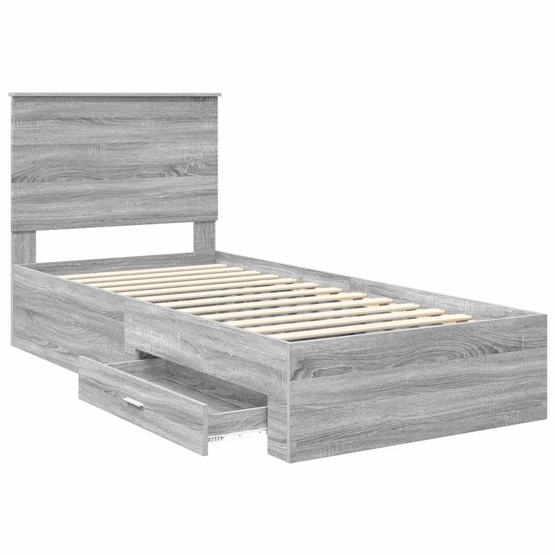 Casa si Gradina - Mobilier - Paturi si accesorii - Paturi - Cadru de pat Sonoma gri si argintiu 75 x 190 cm Lemn compozit - Infinity.ro