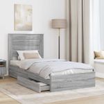 Casa si Gradina - Mobilier - Paturi si accesorii - Paturi - Pat cu storage cu sertar Gri Sonoma 100 x 200 cm Lemn compozit - Infinity.ro