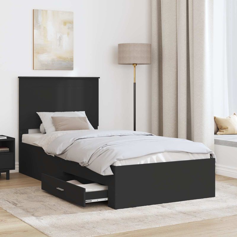 Casa si Gradina - Mobilier - Paturi si accesorii - Paturi - Cadru de pat Negru si argintiu 100 x 200 cm Lemn compozit - Infinity.ro