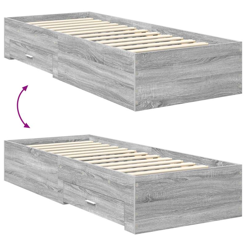 Casa si Gradina - Mobilier - Paturi si accesorii - Paturi - Cadru de pat Sonoma gri si argintiu 75 x 190 cm Lemn compozit - Infinity.ro