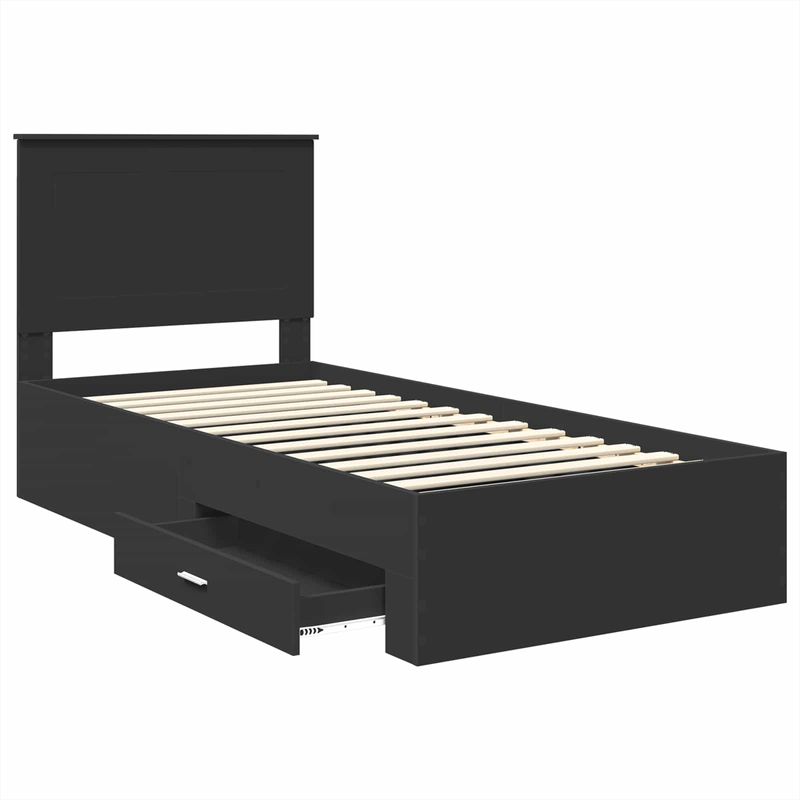 Casa si Gradina - Mobilier - Paturi si accesorii - Paturi - Cadru de pat Negru si argintiu 100 x 200 cm Lemn compozit - Infinity.ro