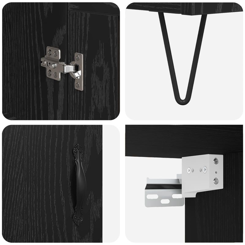 Casa si Gradina - Mobilier - Comode si corpuri - Corpuri bucatarie - Bufet Stejar Negru 69,5 x 34 x 180 cm Lemn compozit - Infinity.ro