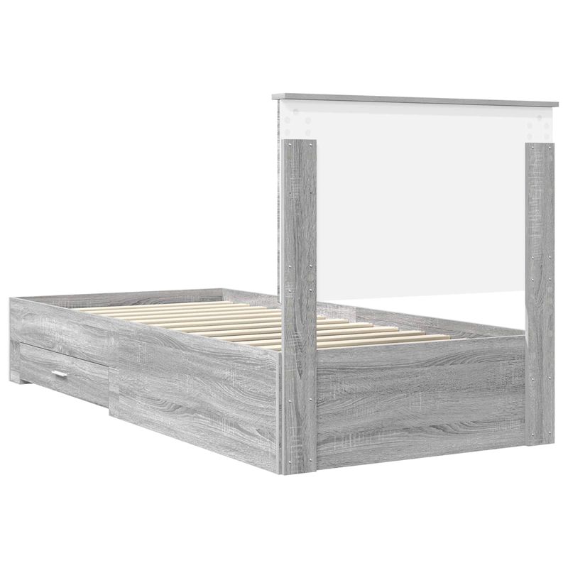 Casa si Gradina - Mobilier - Paturi si accesorii - Paturi - Cadru de pat Sonoma gri si argintiu 75 x 190 cm Lemn compozit - Infinity.ro