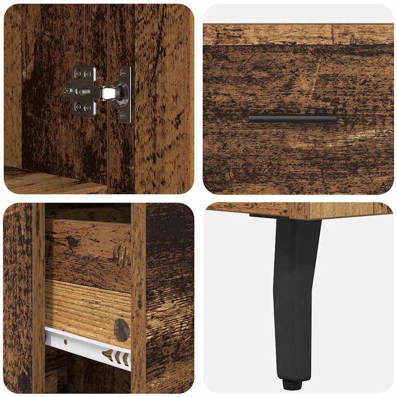 Casa si Gradina - Mobilier - Comode si corpuri - Comode - Bufet cu sertar 2 pcs Lemn Vechi Lemn Stratificat si Sticla - Infinity.ro