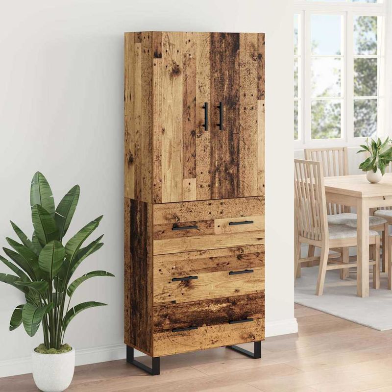 Casa si Gradina - Mobilier - Comode si corpuri - Comode - Bufet cu sertar 2 pcs Lemn Vechi Lemn Stratificat si Sticla - Infinity.ro