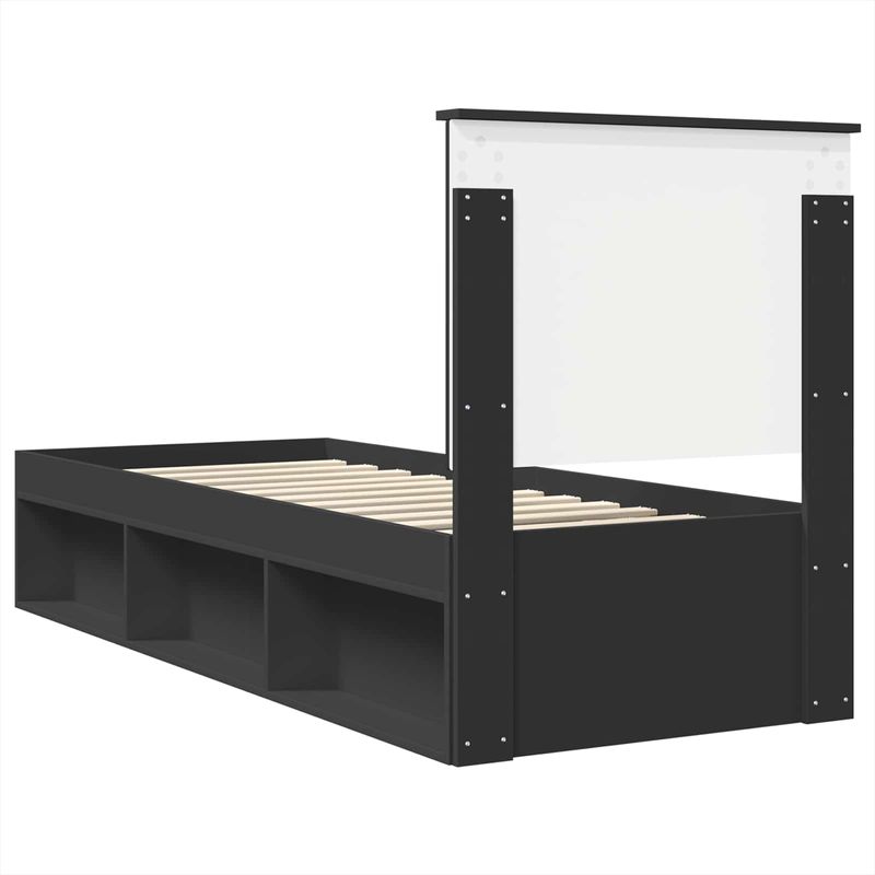 Casa si Gradina - Mobilier - Paturi si accesorii - Paturi - Cadru de pat Negru si argintiu 100 x 200 cm Lemn compozit - Infinity.ro