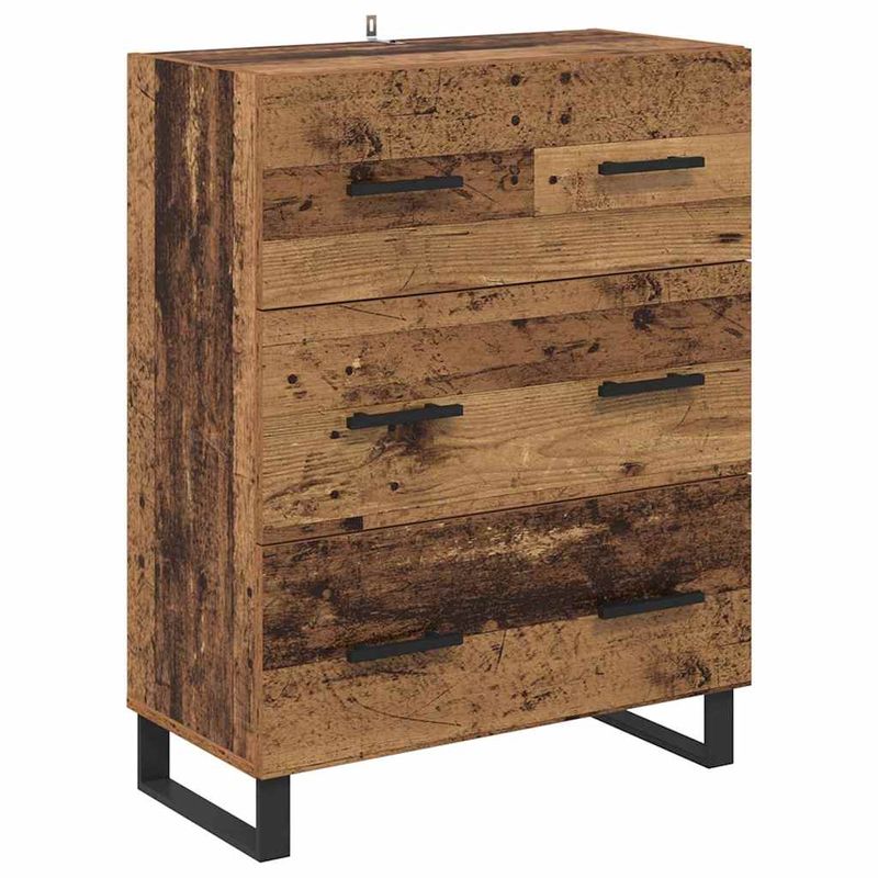 Casa si Gradina - Mobilier - Comode si corpuri - Comode - Bufet cu sertar 2 pcs Lemn Vechi Lemn Stratificat si Sticla - Infinity.ro