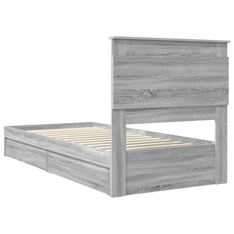 Casa si Gradina - Mobilier - Paturi si accesorii - Paturi - Pat cu storage cu sertar Gri Sonoma 100 x 200 cm Lemn compozit - Infinity.ro