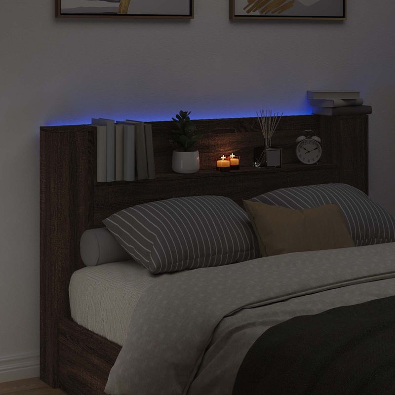 Casa si Gradina - Mobilier - Paturi si accesorii - Accesorii paturi - Tablie de pat cu LED, albastru, 183x16x78/88 cm, textil - Infinity.ro