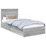 Casa si Gradina - Mobilier - Paturi si accesorii - Paturi - Pat cu storage cu sertar Gri Sonoma 90 x 200 cm Lemn compozit - Infinity.ro