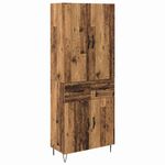 Casa si Gradina - Mobilier - Comode si corpuri - Comode - Bufet cu sertar 2 pcs Lemn Vechi Lemn Stratificat si Sticla - Infinity.ro