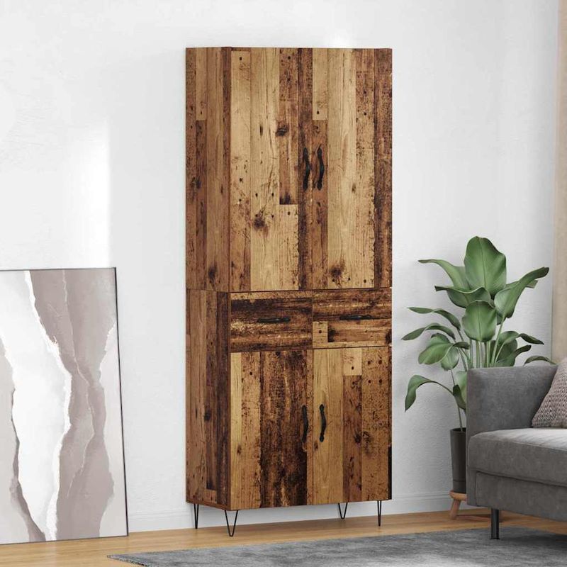 Casa si Gradina - Mobilier - Comode si corpuri - Comode - Bufet cu sertar 2 pcs Lemn Vechi Lemn Stratificat si Sticla - Infinity.ro