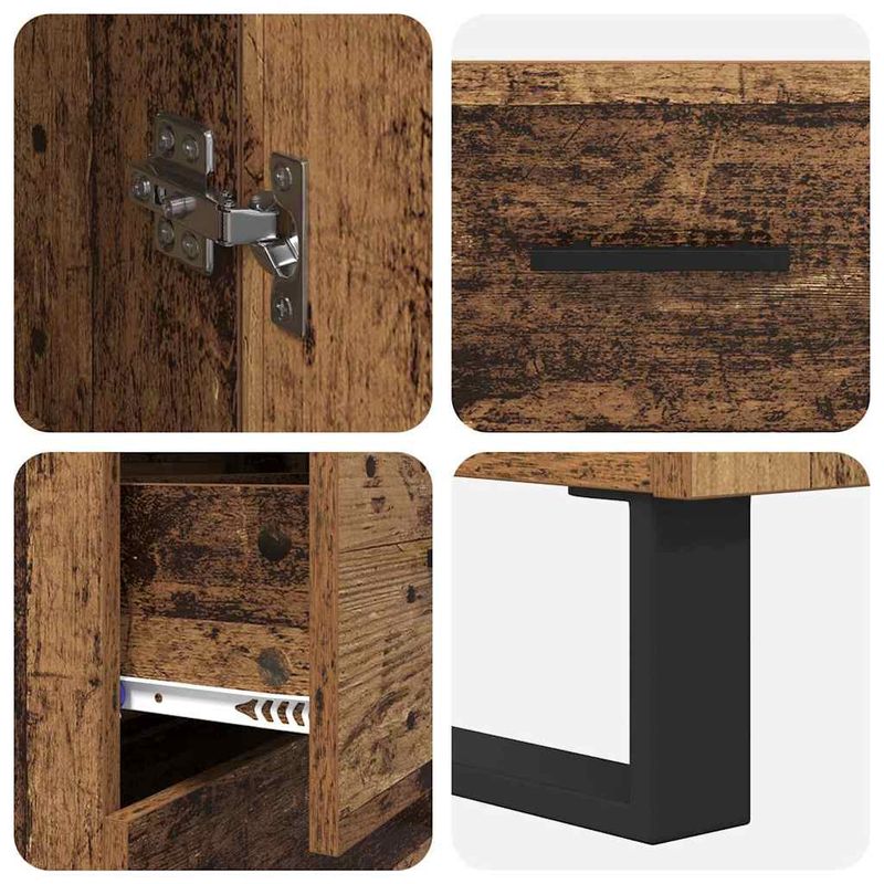 Casa si Gradina - Mobilier - Comode si corpuri - Comode - Bufet cu sertar 2 pcs Lemn Vechi Lemn Stratificat si Sticla - Infinity.ro