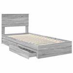 Casa si Gradina - Mobilier - Paturi si accesorii - Paturi - Pat cu storage cu sertar Gri Sonoma 90 x 200 cm Lemn compozit - Infinity.ro