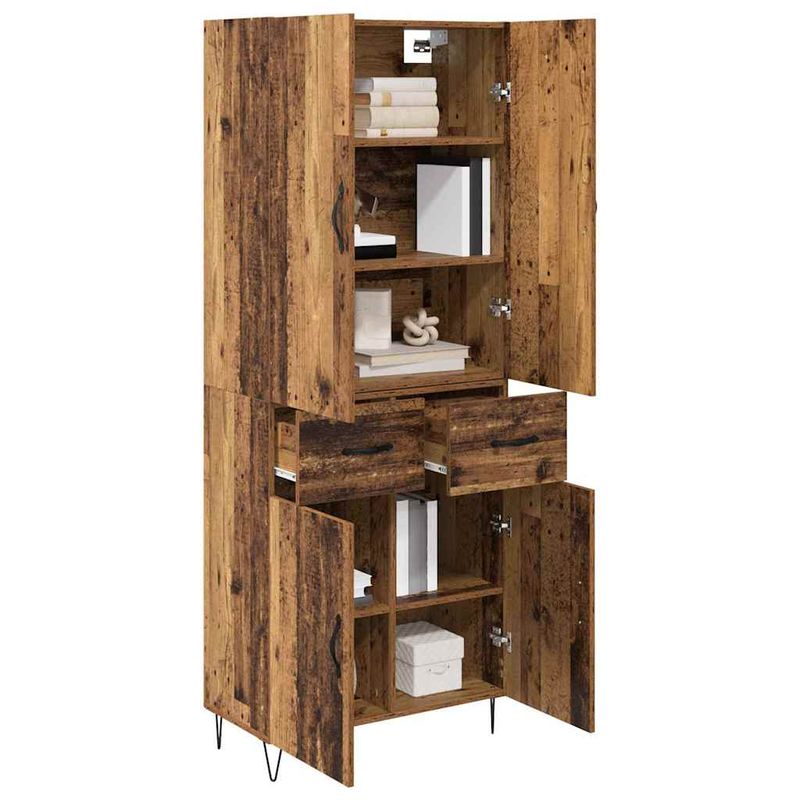 Casa si Gradina - Mobilier - Comode si corpuri - Comode - Bufet cu sertar 2 pcs Lemn Vechi Lemn Stratificat si Sticla - Infinity.ro