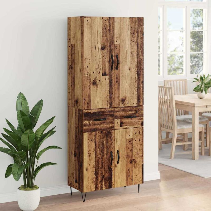 Casa si Gradina - Mobilier - Comode si corpuri - Comode - Bufet cu sertar 2 pcs Lemn Vechi Lemn Stratificat si Sticla - Infinity.ro