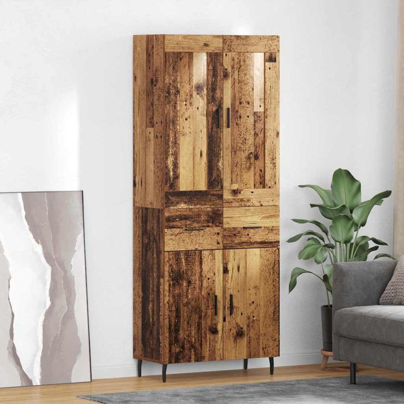 Casa si Gradina - Mobilier - Comode si corpuri - Comode - Bufet cu sertar 2 pcs Lemn Vechi Lemn Stratificat si Sticla - Infinity.ro