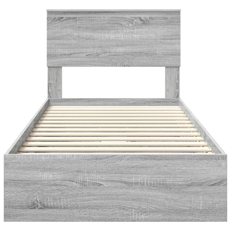 Casa si Gradina - Mobilier - Paturi si accesorii - Paturi - Pat cu storage cu sertar Gri Sonoma 90 x 200 cm Lemn compozit - Infinity.ro