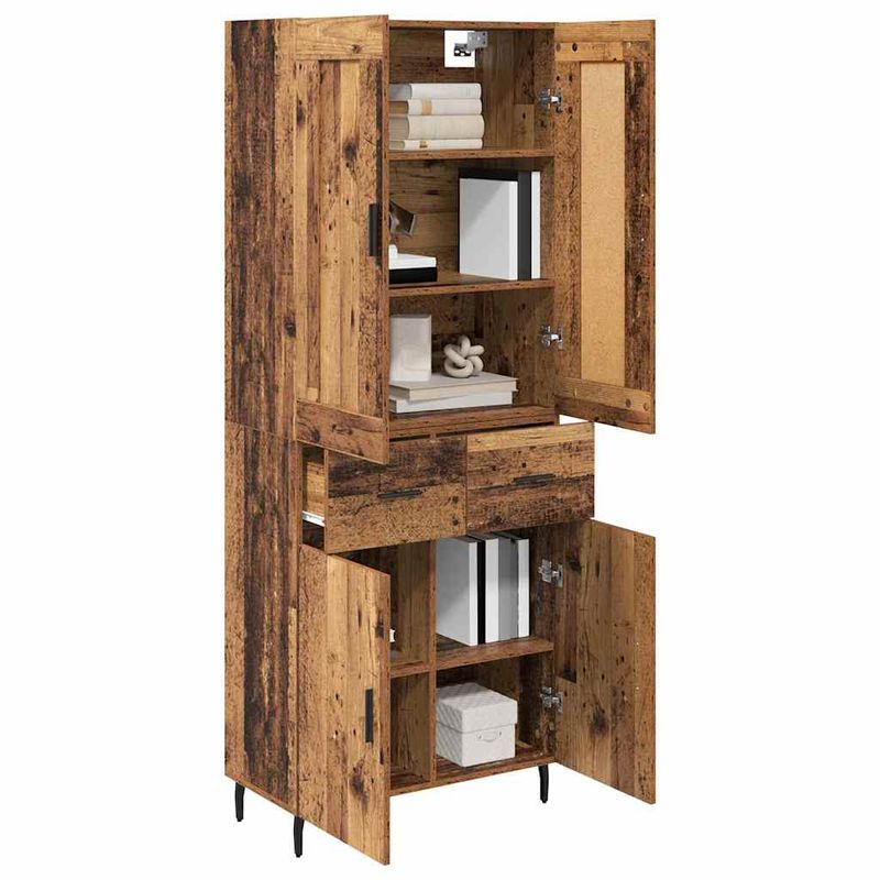 Casa si Gradina - Mobilier - Comode si corpuri - Comode - Bufet cu sertar 2 pcs Lemn Vechi Lemn Stratificat si Sticla - Infinity.ro