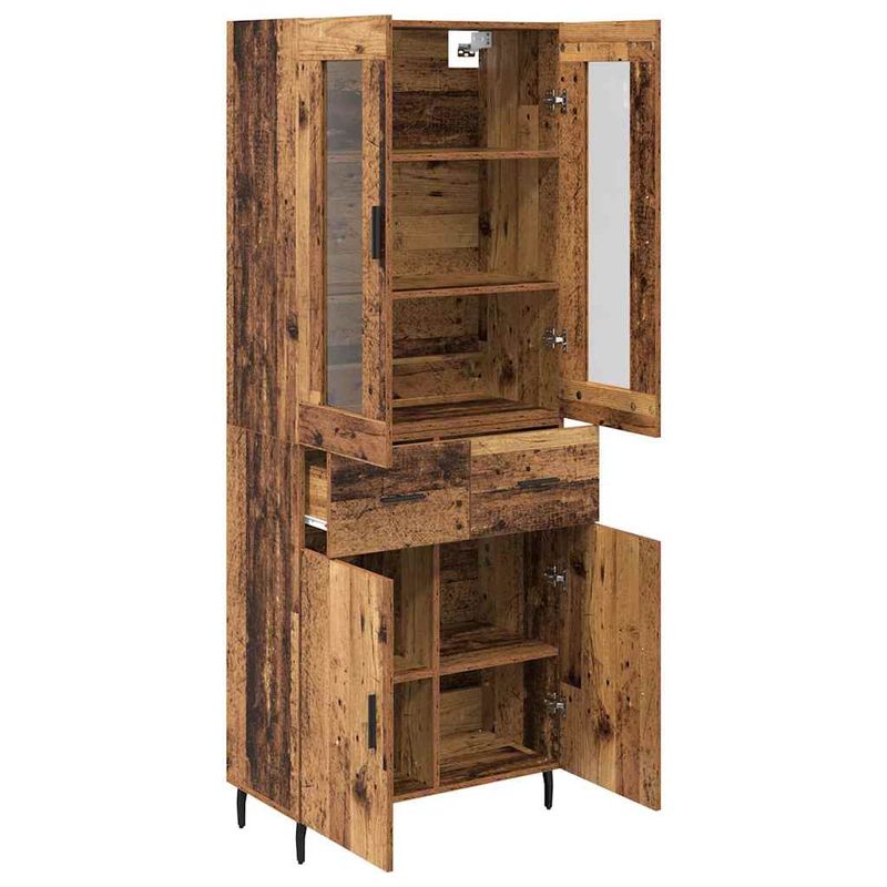 Casa si Gradina - Mobilier - Comode si corpuri - Comode - Bufet cu sertar 2 pcs Lemn Vechi Lemn Stratificat si Sticla - Infinity.ro