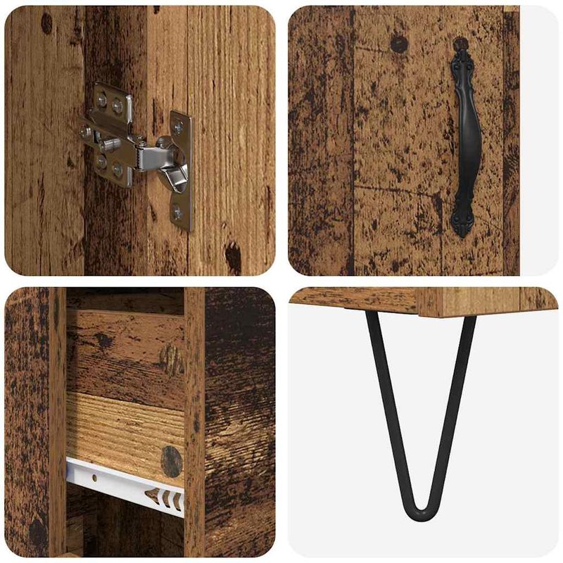 Casa si Gradina - Mobilier - Comode si corpuri - Comode - Bufet cu sertar 2 pcs Lemn Vechi Lemn Stratificat si Sticla - Infinity.ro