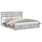 Casa si Gradina - Mobilier - Paturi si accesorii - Paturi - Pat cu storage Gri din beton 200 x 200 cm Lemn compozit - Infinity.ro