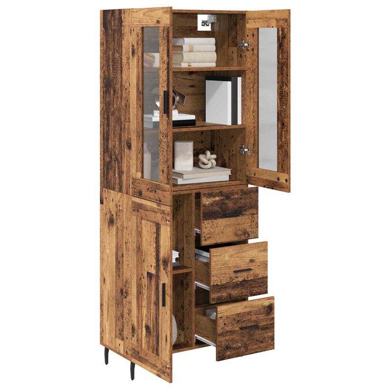 Casa si Gradina - Mobilier - Comode si corpuri - Comode - Bufet cu sertar 2 pcs Lemn Vechi Lemn Stratificat si Sticla - Infinity.ro