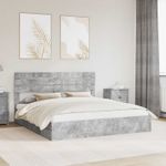 Casa si Gradina - Mobilier - Paturi si accesorii - Paturi - Pat cu storage Gri din beton 200 x 200 cm Lemn compozit - Infinity.ro