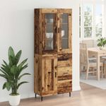 Casa si Gradina - Mobilier - Comode si corpuri - Comode - Bufet cu sertar 2 pcs Lemn Vechi Lemn Stratificat si Sticla - Infinity.ro