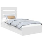 Casa si Gradina - Mobilier - Paturi si accesorii - Paturi - Pat cu storage cu headboard Alb 75 x 190 cm Lemn compozit - Infinity.ro