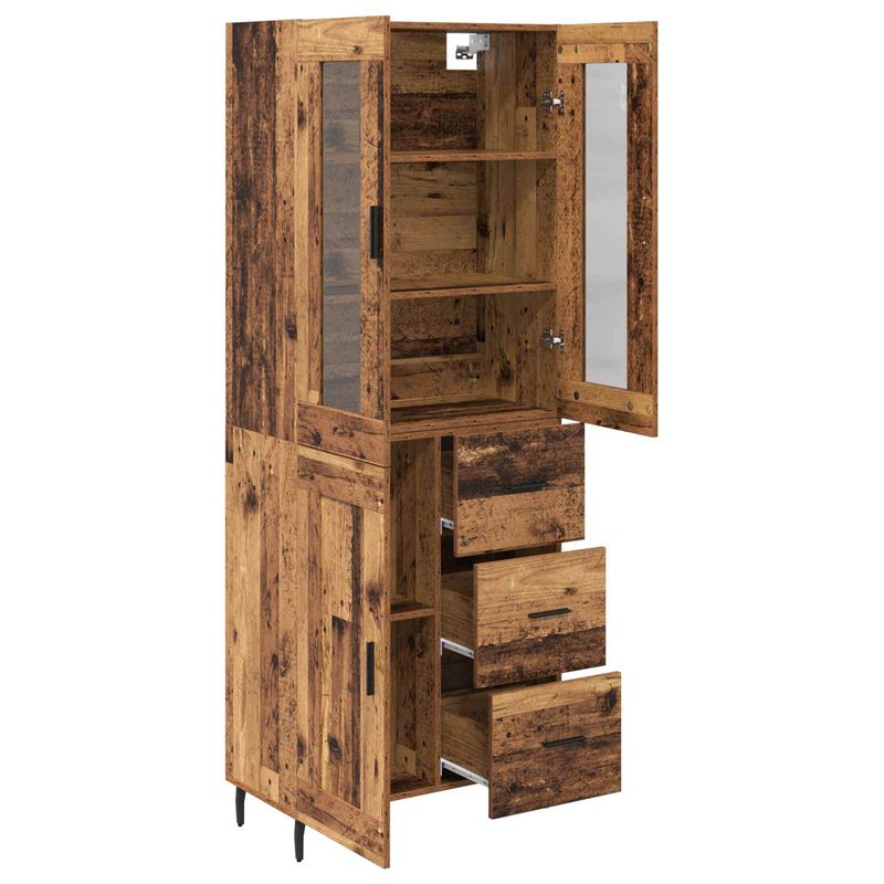 Casa si Gradina - Mobilier - Comode si corpuri - Comode - Bufet cu sertar 2 pcs Lemn Vechi Lemn Stratificat si Sticla - Infinity.ro