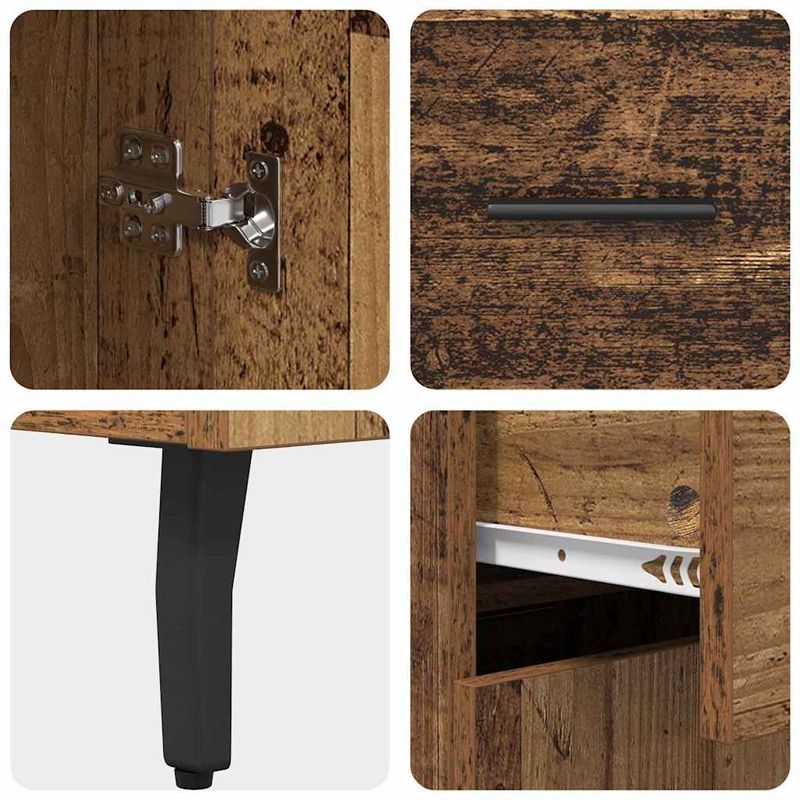 Casa si Gradina - Mobilier - Comode si corpuri - Comode - Bufet cu sertar 2 pcs Lemn Vechi Lemn Stratificat si Sticla - Infinity.ro