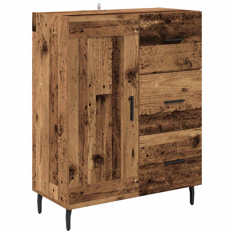 Casa si Gradina - Mobilier - Comode si corpuri - Comode - Bufet cu sertar 2 pcs Lemn Vechi Lemn Stratificat si Sticla - Infinity.ro
