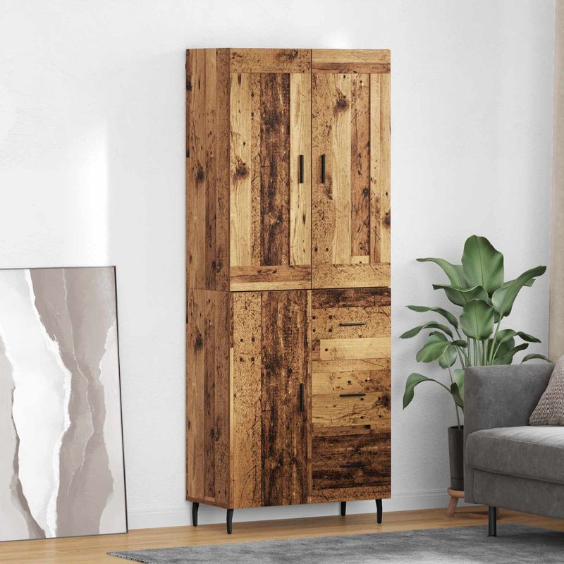 Casa si Gradina - Mobilier - Comode si corpuri - Comode - Bufet cu sertar 2 pcs Lemn Vechi Lemn Stratificat si Sticla - Infinity.ro