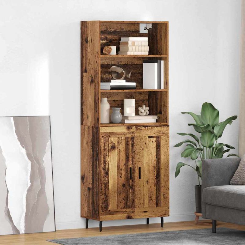 Casa si Gradina - Mobilier - Comode si corpuri - Corpuri bucatarie - Bufet Lemn Vechi 69,5 x 34 x 180 cm Lemn Stratificat si Sticla - Infinity.ro