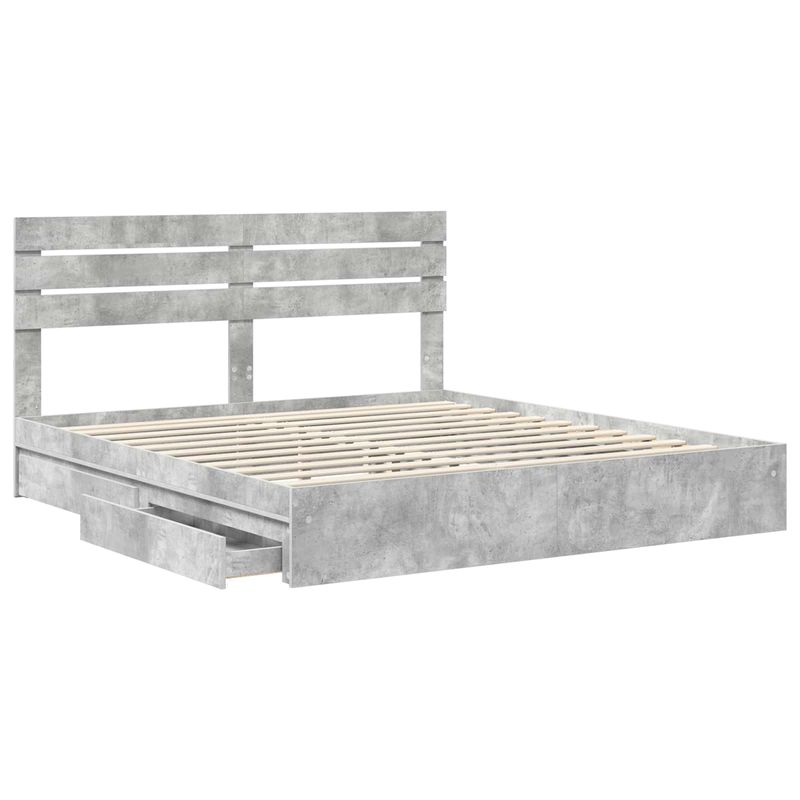 Casa si Gradina - Mobilier - Paturi si accesorii - Paturi - Pat cu storage Gri din beton 200 x 200 cm Lemn compozit - Infinity.ro