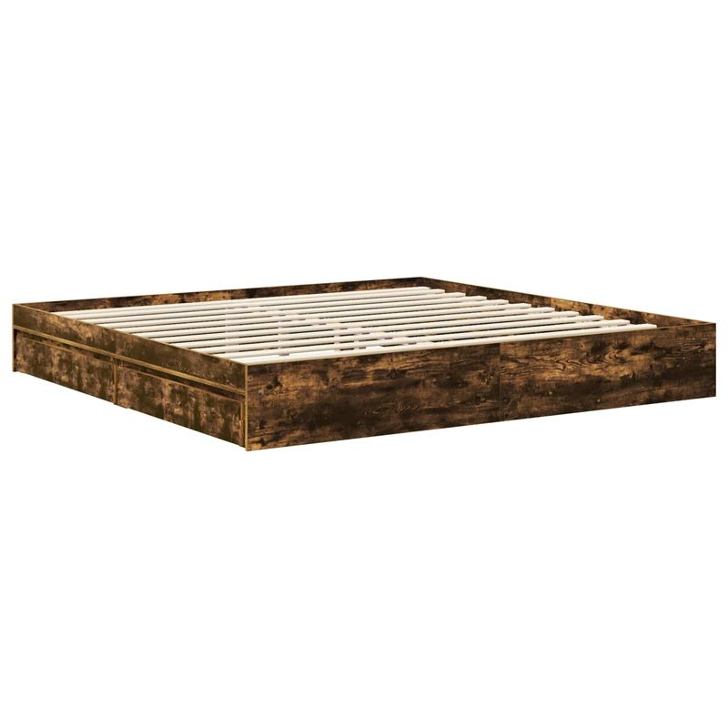 Casa si Gradina - Mobilier - Paturi si accesorii - Paturi - Pat cu storage Gri din beton 200 x 200 cm Lemn compozit - Infinity.ro