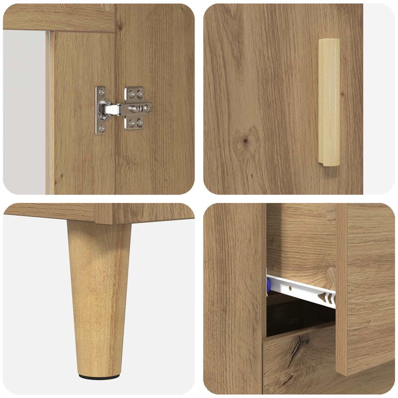 Casa si Gradina - Mobilier - Comode si corpuri - Corpuri bucatarie - Bufet Stejar Artizanal 69,5 x 34 x 180 cm Lemn compozit - Infinity.ro