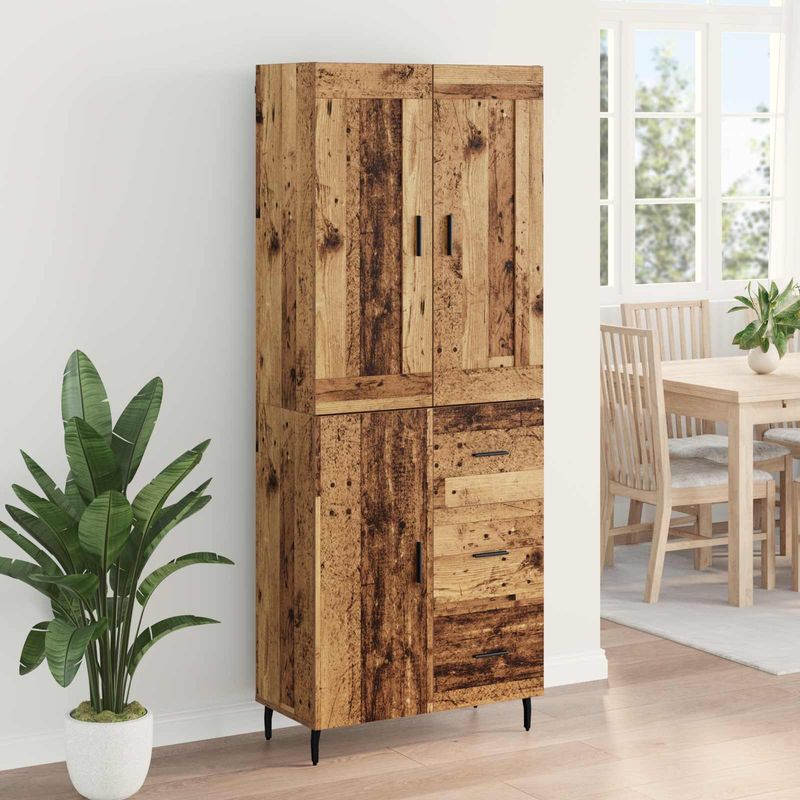 Casa si Gradina - Mobilier - Comode si corpuri - Comode - Bufet cu sertar 2 pcs Lemn Vechi Lemn Stratificat si Sticla - Infinity.ro