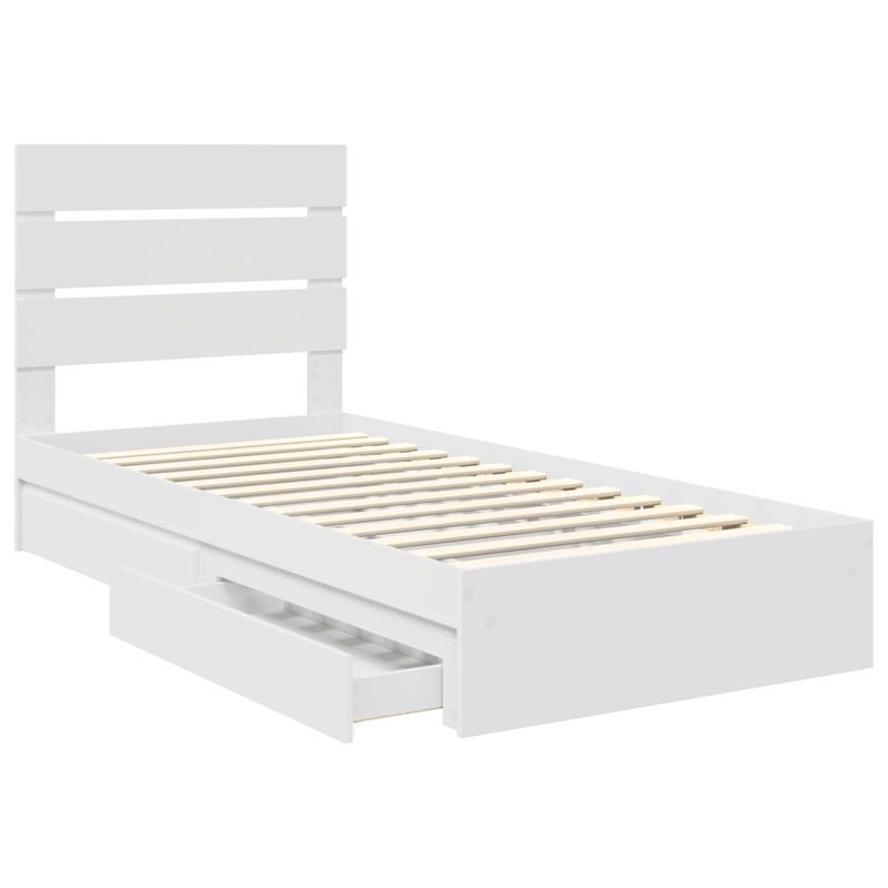 Casa si Gradina - Mobilier - Paturi si accesorii - Paturi - Pat cu storage cu headboard Alb 75 x 190 cm Lemn compozit - Infinity.ro