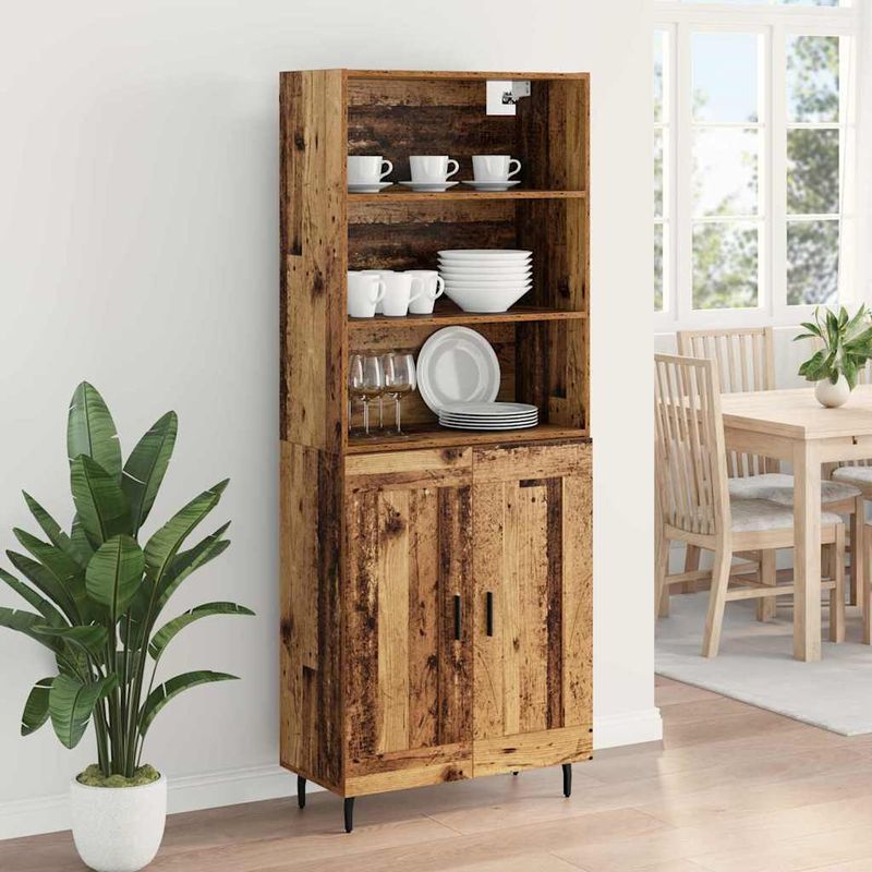 Casa si Gradina - Mobilier - Comode si corpuri - Corpuri bucatarie - Bufet Lemn Vechi 69,5 x 34 x 180 cm Lemn Stratificat si Sticla - Infinity.ro