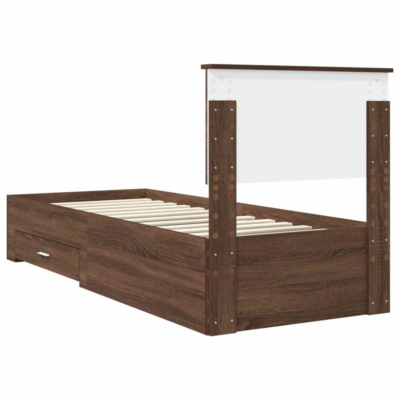 Casa si Gradina - Mobilier - Paturi si accesorii - Paturi - Cadru de pat cu headboard Stejar marron si argintiu 75 x 190 cm - Infinity.ro