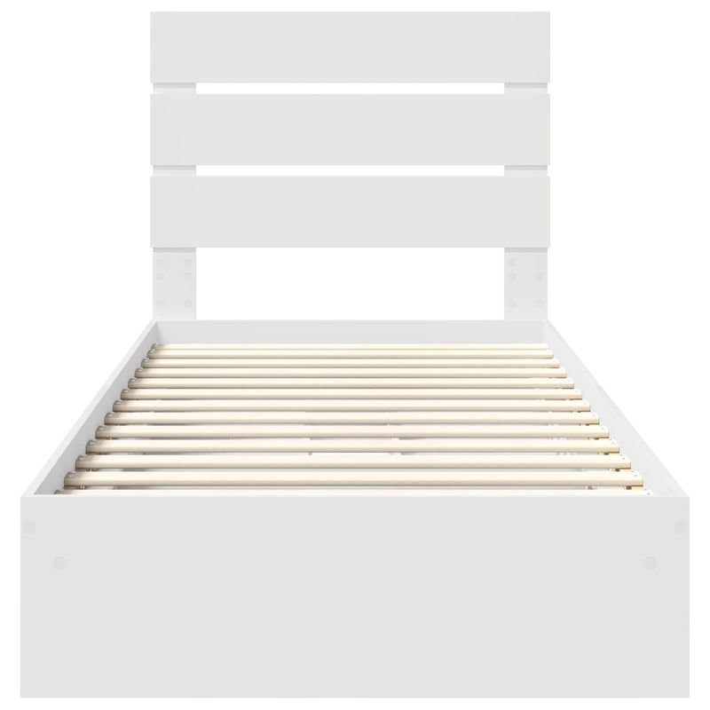 Casa si Gradina - Mobilier - Paturi si accesorii - Paturi - Pat cu storage cu headboard Alb 75 x 190 cm Lemn compozit - Infinity.ro