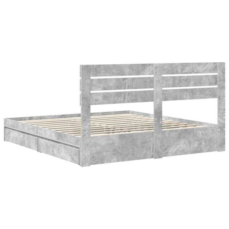 Casa si Gradina - Mobilier - Paturi si accesorii - Paturi - Pat cu storage Gri din beton 200 x 200 cm Lemn compozit - Infinity.ro
