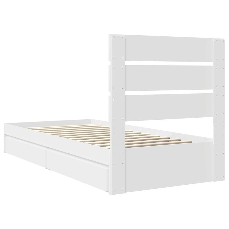 Casa si Gradina - Mobilier - Paturi si accesorii - Paturi - Pat cu storage cu headboard Alb 75 x 190 cm Lemn compozit - Infinity.ro