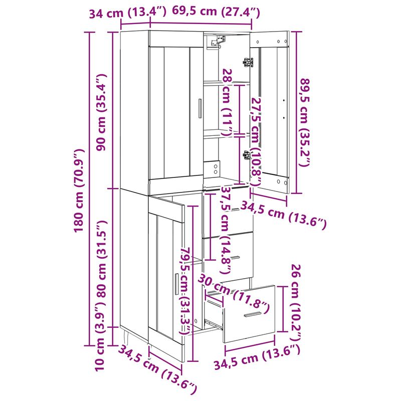 Casa si Gradina - Mobilier - Comode si corpuri - Comode - Bufet cu sertar 2 pcs Lemn Vechi Lemn Stratificat si Sticla - Infinity.ro