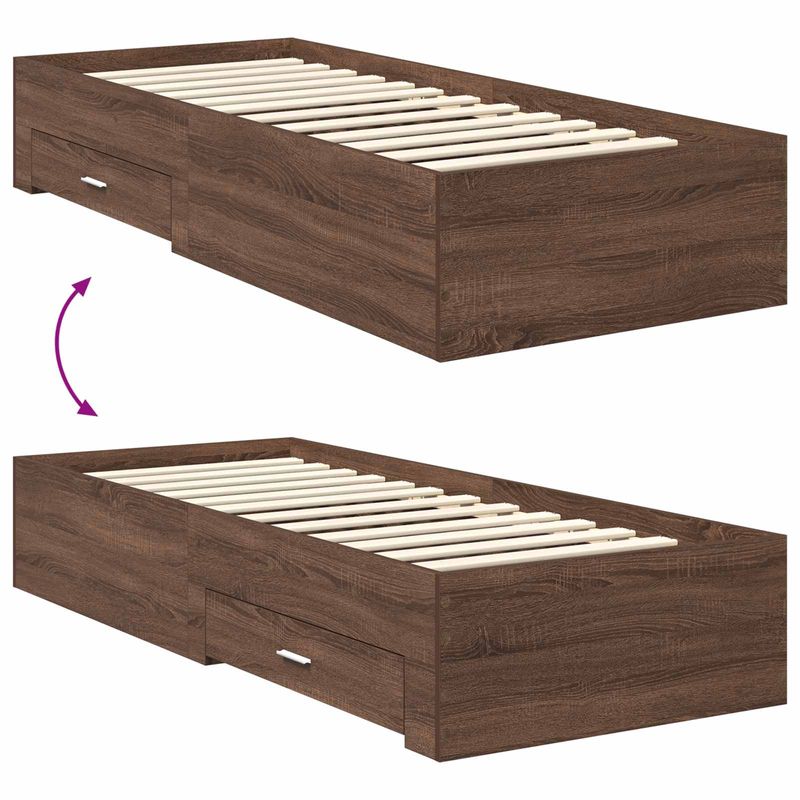 Casa si Gradina - Mobilier - Paturi si accesorii - Paturi - Cadru de pat cu headboard Stejar marron si argintiu 75 x 190 cm - Infinity.ro