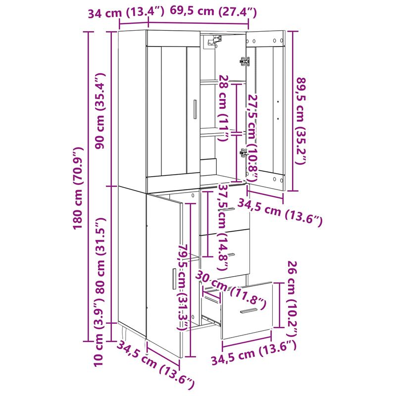 Casa si Gradina - Mobilier - Comode si corpuri - Comode - Bufet cu sertar 2 pcs Lemn Vechi Lemn Stratificat si Sticla - Infinity.ro